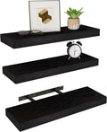 Vervida® Home Decor Floating Shelves for Wall 3 Pack 17" W x 6.8" D Black Shelves for Bedroom, Living Room, Kitchen, Bathroom Decor Hanging Shelves for Wall Storage Shelf