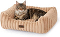 ZOMISIA Large Cat Beds - Orthopedic Dog Bed for Medium Dogs, Rectangle Pet Bed with Fluffy Removable Washable Cover, 25x21x9inches, Camel