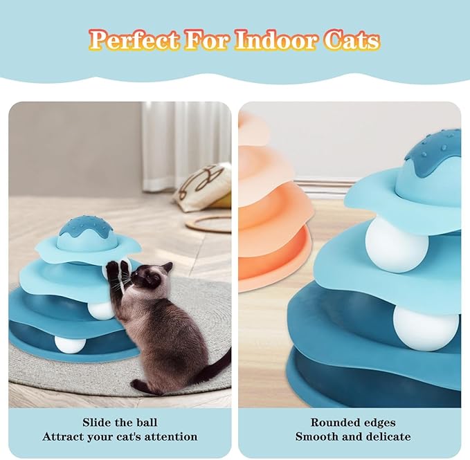 Cat Ball Track Toy, Cat Ball Tower, Multi-Level Design Cat Ball Track Toy, 3 in 1 Automatic Interactive Kitten Toy, Easy to Disassemble, Easy to Clean, Meet Your Cat's Exercise Needs (Pink)