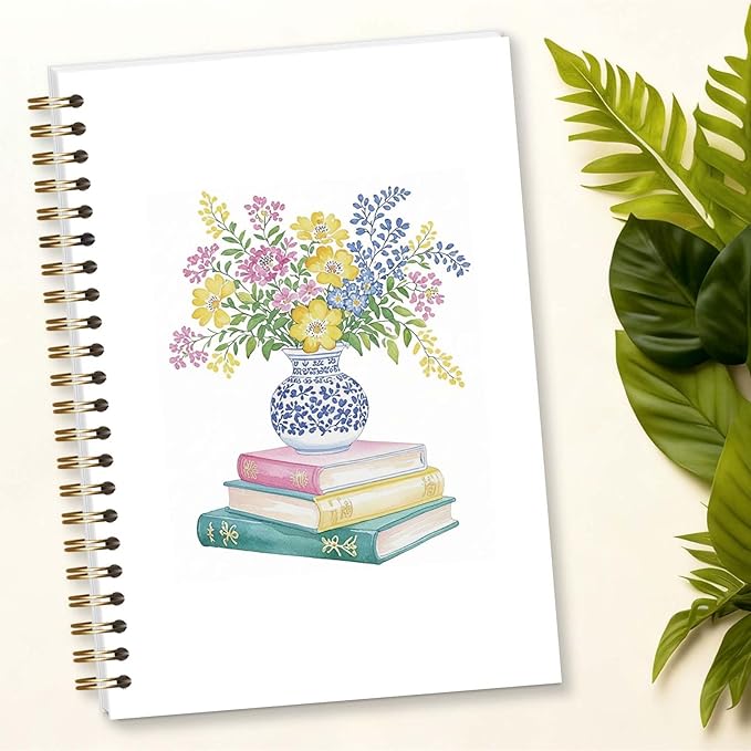 Bible Journal Spiral Notebook, Preppy Floral Bible Study Supplies, Christian Gifts for Women Girls, 5.5x8.3 Inch - A12