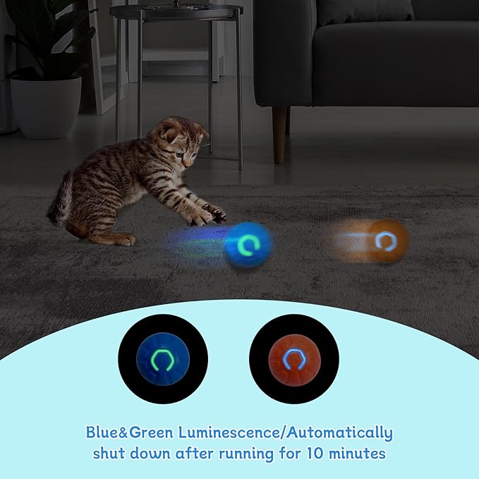 Interactive Cat Toys with 2 Fast Rolling Ball in Mat, Chirping & Motion Activated Automatic Cat Toy, Hide and Seek Games for Indoor Cats/Kitty/Kittens