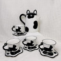 Ceramic Cat Tea Set,Cute Cat Paw Tea Mugs And Saucers Set Of 4,Perfect Cat Themed Gifts,Lovely Cat Decor,Tea Sets for Adults,Excellent Gift Idea For Cat Lovers (Black, 4)