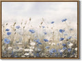 Vintage Floral Wall Art Blue White Flower Canvas Art Prints Wildflower Pictures Wall Decor Nature Landscape Oil Painting Framed Botanical Artwork for Girls Room Bedroom Farmhouse Decoration, 12''x16''