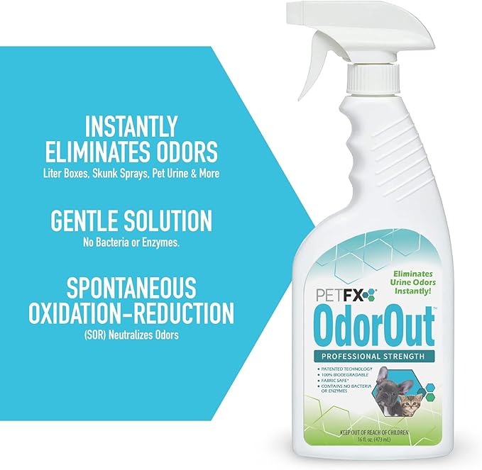 PetFX OdorOut - Patented Non-Toxic Odor Elimator for Pet Urine and Feces - Removes All Nitrogen Based Odors at Source