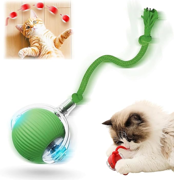 2026 New Motion Activated Cat Balls,Interactive Cat Toys for Indoor Cats with 360° Smart Automatic Rolling Moving for Bored Pet Cats Dogs. (Green)