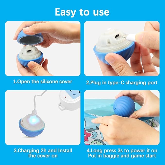 Interactive Cat Toy Ball, Fast Rolling in Pouch, Motion Activated, Hide and Seek, Indoor Exercise