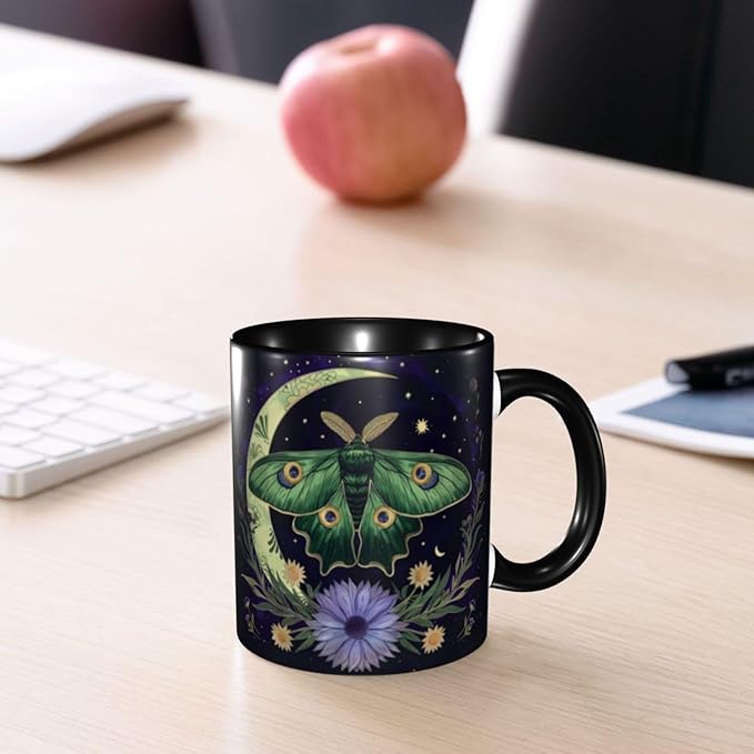 Moth Coffee Mug 11 OZ Ceramic Tea Cup Novelty Mugs Funny Coffee Cups with Handle