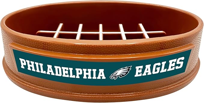 NFL Super-Bowl Philadelphia Eagles Slow Feeder Dog & Cat Bowl. Football Design for Healthy Digestion. Non-Slip for Large & Small Pets
