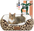 Zerbuger Rectangle Cat Dog Bed for Large Medium Small Pets Indoor Outdoor Machine Washable Sleeping Sofa Non-Slip Bottom Soft Puppy Bed Durable Orthopedic Calming Pet Cuddler (Small, Leopard)