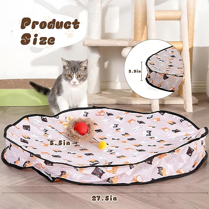 Interactive Cat Toys with Fast Rolling Cat Ball in Pouch, Rechargeable Smart Motion Hunting Toy, Activated Moving Ball Hide and Seek Exercise Game for Indoor Bored Cats Stress Relief