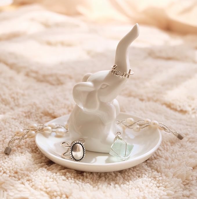 PUDDING CABIN White Elephant Gifts for Women, Wedding Ring Holder Dish, Elephant Gifts for Women Mom Friends, Aunt, Sisters, Birthday Engagement Bridal Shower Mothers Day Xmas Gift