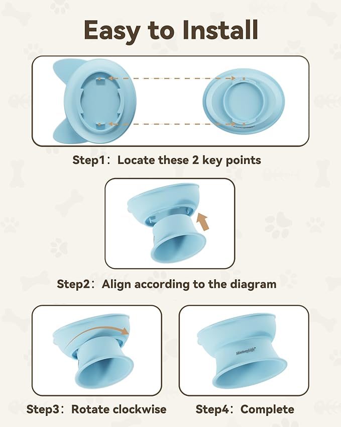 MateeyLife Elevated Cat Bowls, 2P Raised Food and Water Bowl Set for Indoor Cats & Small Dogs, Whisker Fatigue Cat Bowl, Anti Vomit Feeding Pet Bowls, 6 oz Each, Dishwasher Safe - Blue & Yellow