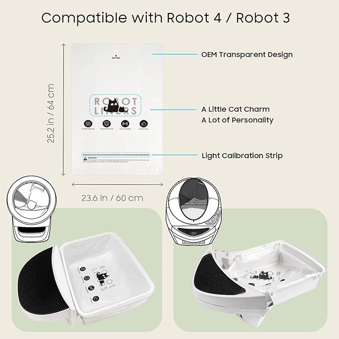 150 Pack Cat Litter Box Robot 5/4/3 Waste Bags, Automatic Litter Box Liners Bags, Tear-free, Sensor-compatible, 9-11 Gallon Capacity