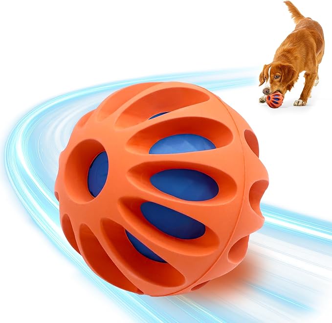 Interactive Dog Toy, Wicked Ball AIR, Automatic Moving, Bouncing, and Rotating, E-TPU Material, IPX7 Waterproof Rating, Active Rolling Ball for Medium and Large Dogs (Orange+Blue)