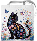 Cute Cat Canvas Tote Bag for Women Funny Cat Bag for Shopping Work Travel Lover Totes Gifts