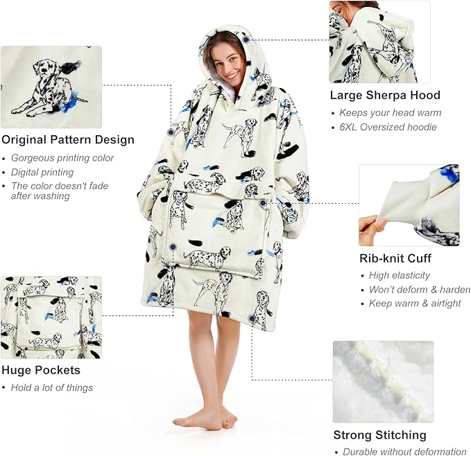 Narecte Cozy Oversized Blanket Hoodie Wearable Blanket Adults Soft Hooded Blanket Hoodie Birthday Gifts for Women Christmas
