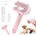 Cat Steam Brush for Shedding with Metal Comb,Deshedding Dog Brush for Long & Short Haired Dogs,Cat Hair Brush for Indoor Cats,Self Cleaning Double Hole Spray USB Rechargeable Grooming Supplies(Pink)