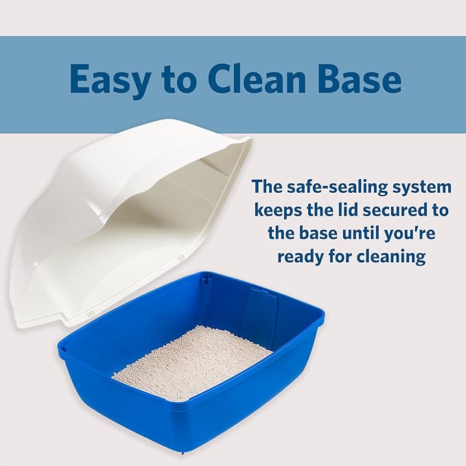 Ferplast Cosmic Outdoor Cat Litter Box - Waterproof Dog-Proof Cat Toilet with Tunnel Entry, High-Sided Base for Litter Containment, Easy-Clean Design, Durable Thermoplastic Resin in Blue