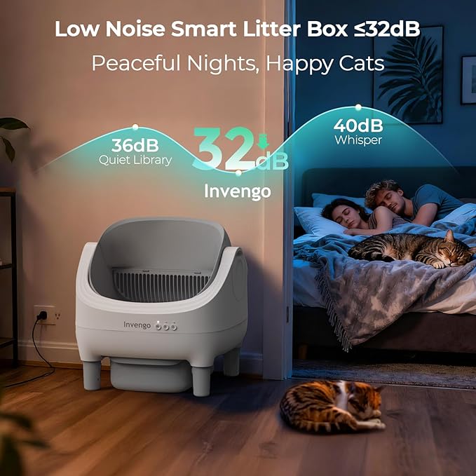 Automatic Cat Litter Box for Multiple Cats, App Control, Open-Top Automatic Litter Box Self Cleaning, Safety Sensors 10.5L Waste Bin with Odor Control, 2 Rolls of Liners