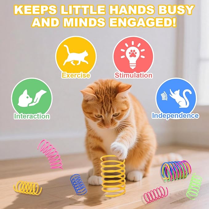 2-Pack Interactive Cat Toys Ball for indoor Cats＆Dog,Automatic Cat Toy 360° Auto-Rotation Smart Obstacle Avoidance,Includes 4 Cat Spiral Spring,Cat Enrichment Toys for Indoor Cats (Red-Green)
