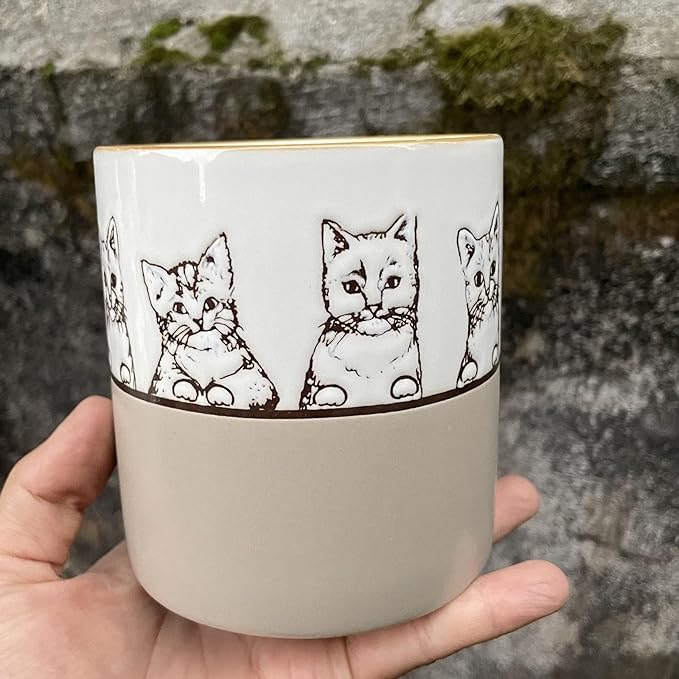 20oz Cat Lovers Ceramic Coffee Mug - Vivid Pattern Tea Cup, Novelty Gift for Office and Home, Women, Girls, Men - White