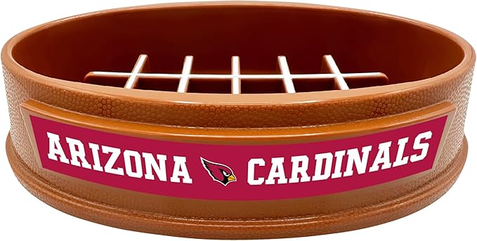 NFL Super-Bowl Arizona Cardinals Slow Feeder Dog & Cat Bowl. Football Design for Healthy Digestion. Non-Slip for Large & Small Pets