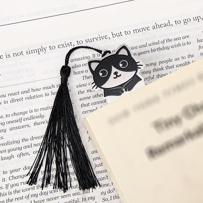 Cute Cat Bookmark, Zinc Alloy Kitten Paw Print Bookmarks Reading Gifts for Cat Lovers Funny Black Kitten Book Marks Animal Bookmark Gifts Book Accessories for Reading (Style A)