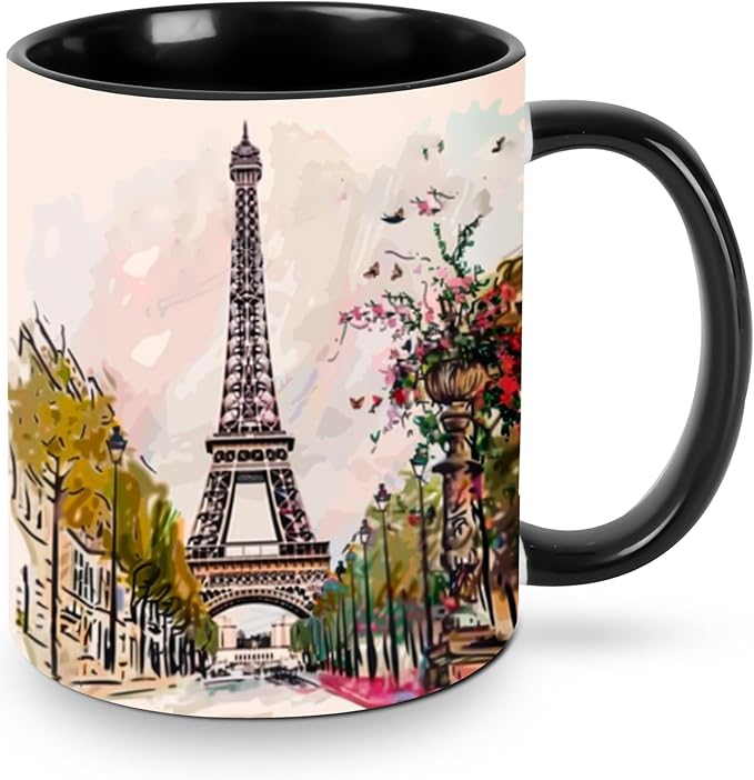 Paris Eiffel Tower Coffee Mug 11OZ Funny Ceramic Tea Cup Kitchen Decor Novelty Mugs for Home Office Travel
