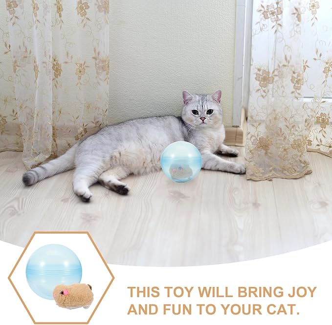 ibasenice 2pcs Interactive Cat Toy Running Ball, Electronic Hamster Ball for Cats, Automatic Teaser, Multi-Color, 9.44x4.72inch