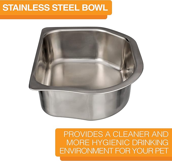 Neater Pets Stainless Steel Water Bowl for Cats or Dogs - Fits Inside of Neater Slow Feeder Double Diner, 8.5 Cups