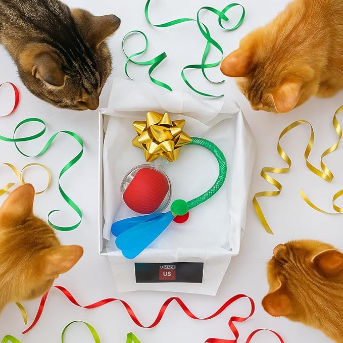 Cat Toys for Indoor Cats – Automatic Kitten Interactive Toy with Speedy Ball Tail as Pet Mental Stimulation -Kittens Small Dogs and Bored Adult Dog Balls to Keep Them Busy as Enrichment -Green