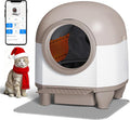 GUNJI Automatic Self-Cleaning Litter Box, 90L Large Capacity for Multiple Cats - APP Controlled with Safety Protection, Included Litter Mat & 1 Roll Garbage Bags (Brown)