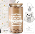 Thank You Gifts for Women, Sometimes You Forget You're Awesome Drink Cup, Inspirational Birthday Gifts for Boss Employee Coworker, 16oz Glass Cup with Necklace