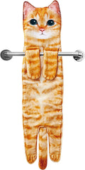 Funny Hand Towels for Bathroom Kitchen Decor - Cute Cat Hanging Hand Towel Kitchen Gadgets - Unique Housewarming Birthday Christmas Cat Lover Gift Ideas for Women Mom Lady Adults
