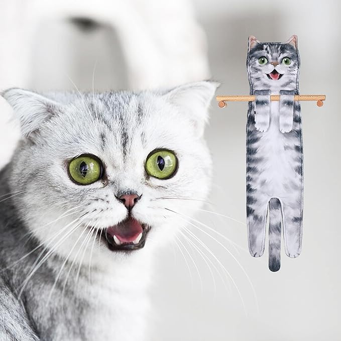 Funny Hand Towels for Bathroom Kitchen Decor - Cute Cat Hanging Hand Towel Kitchen Gadgets - Unique Housewarming Birthday Christmas Cat Lover Gift Ideas for Women Mom Lady Adults