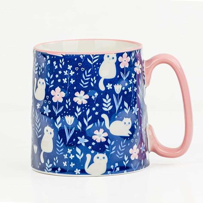 10 Strawberry Street Bella Mug, Curious Kitty, Set of 4