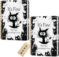 2 Pcs Funny Cat Spiral Notebook, Cute Funny Gifts Journaling Notebooks for Work, College Ruled Notebook Journal Office Classroom Supplies Motivational Cat Themed Gifts for Women Coworkers