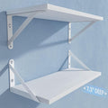 COCOYA Wall Shelves 7.3" Deep Set of 2, Solid Paulownia Wood Wider Longer Sturdy Easy to Install Wall Mounted Bookshelves Storage Shelves Bathroom Storage Office Laundry Room Bedroom Organizer White