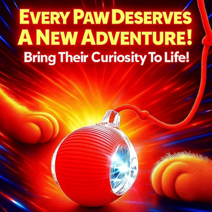 Durable Interactive Cat Toys for Indoor Cats, Smart Automatic Cat Chase Ball Toy, Upgraded Speedy Tail Kitten Toy for Bored Indoor Adult Pets (Red)