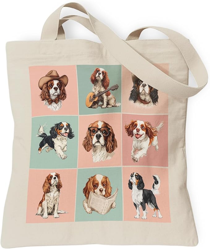 Pets Lover Gifts Tote Bag for Women, Dogs Cats Bee Aesthetic Canvas Bag with Inner Pocket