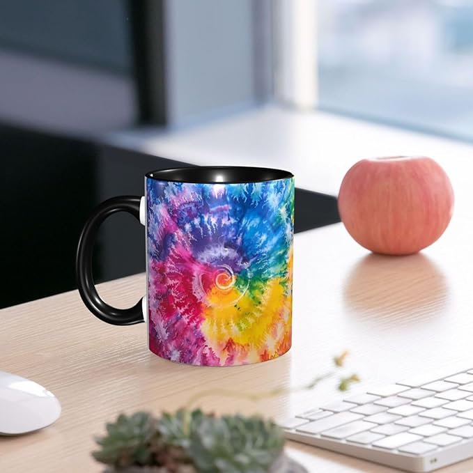 Tie Dye Coffee Mug Funny Ceramic Tea Cup With Handle Dishwasher Microwave Safe for Women 11oz Porcelain Mugs