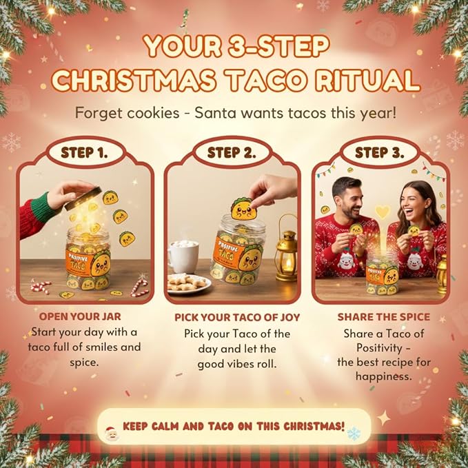 DEARMINE Positive Taco Jar 60 Affirmation Cards Emotional Support Taco Gift, Taco Lovers, Women's Birthday Gift