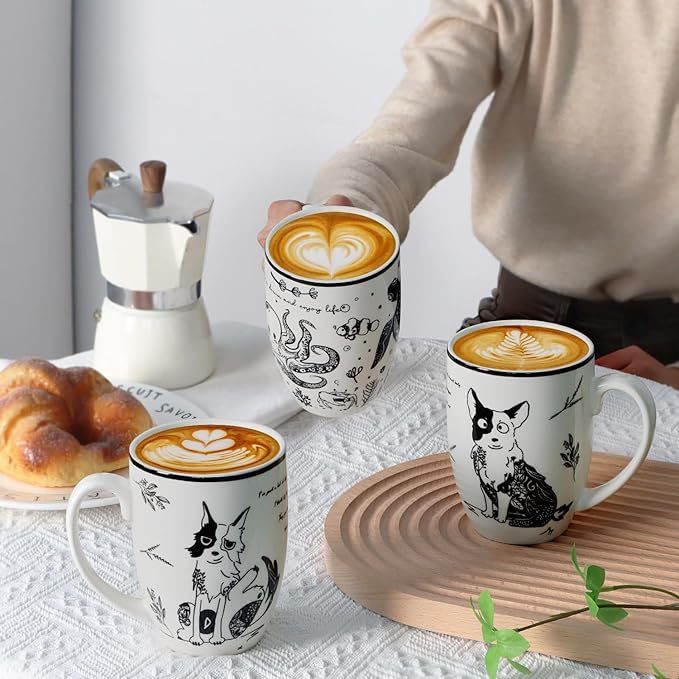 Cute Gifts 16 oz Coffee Mug Sea Turtle and Octopus, Funny Boho Tea Mugs for Women, Large Ceramic Coffee Cups for Chrismas