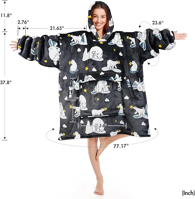 Narecte Cozy Oversized Blanket Hoodie Wearable Blanket Adults Soft Hooded Blanket Hoodie Birthday Gifts for Women Christmas