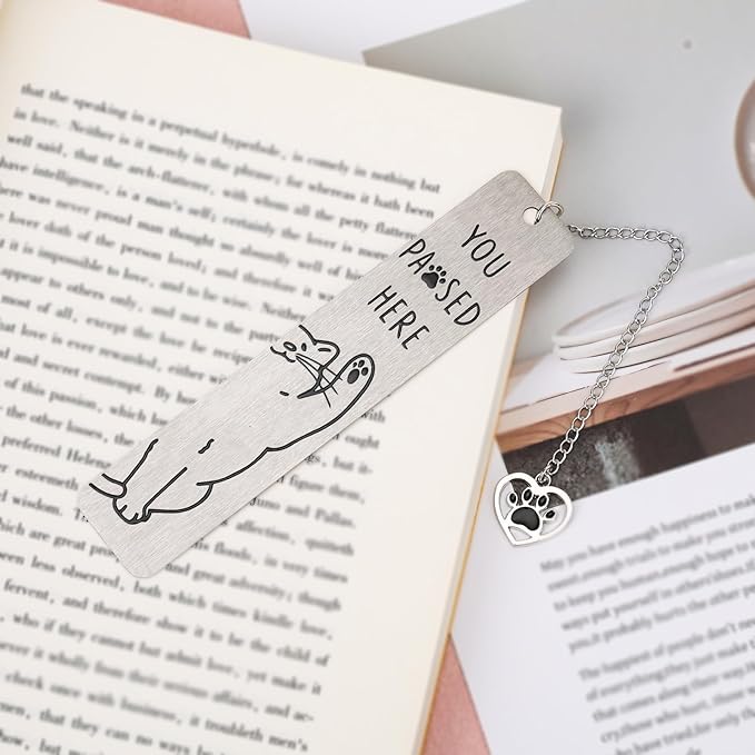 Cute Cat Bookmark, Zinc Alloy Kitten Paw Print Bookmarks Reading Gifts for Cat Lovers Funny Black Kitten Book Marks Animal Bookmark Gifts Book Accessories for Reading (Style D)
