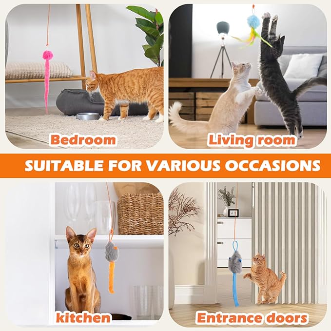 Rechargeable Electric Cat Teaser with Remote – Interactive Door Clip Teaser for Cats, 2 Motion Modes (360° Spin & Irregular Jumping), Smart Auto Cat Toy for Exercise & Fun (Pink)