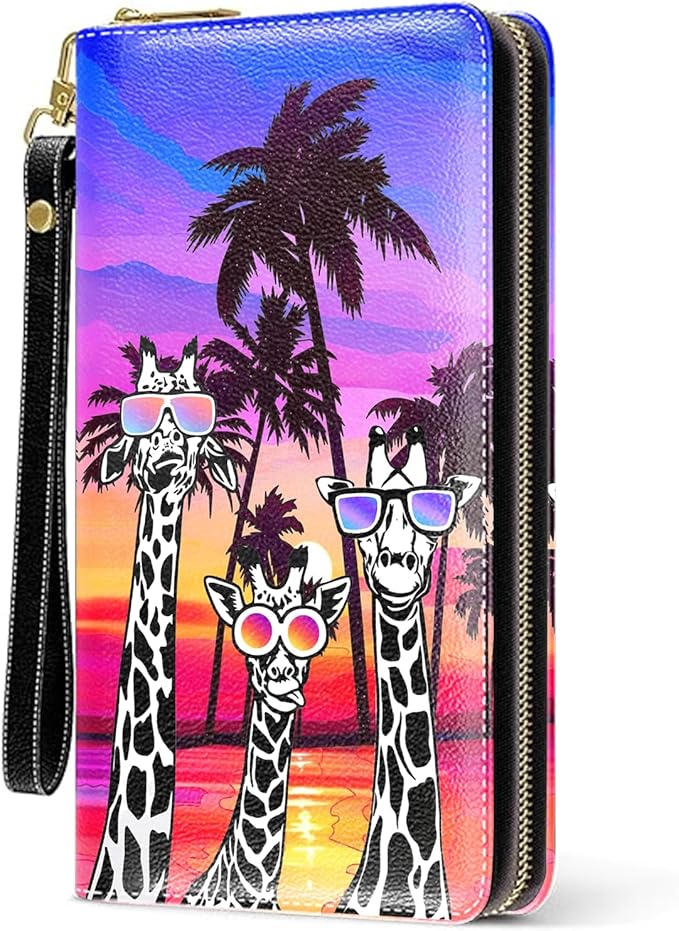 Giraffe Womens Wallet, Giraffe Wristlet Wallet For Women, Cute Animal Credit Card Holder Purse, Birthday Christmas Graduation Gifts For Women Mom Friends, Travel Office Daily Pocket Purse