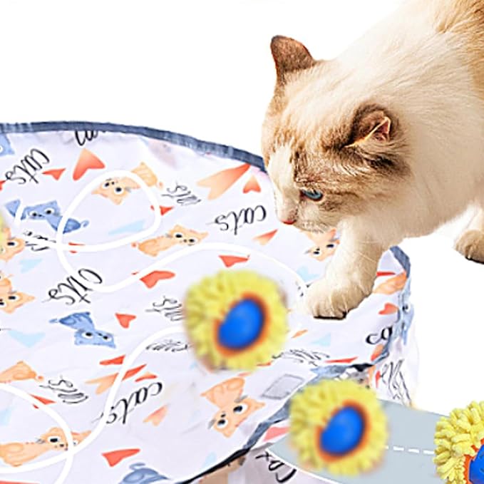 KOIJYFNL Interactive Cat Toys Ball Fast Rolling Cat Toys in Pouch, Moving Best Cats Toys for Indoor, Hide and Seek Chase Exercise Game, Motion Activate Rechargeable Kitten Toys