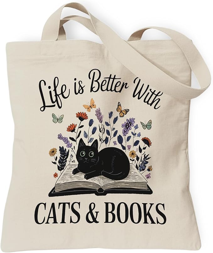 Pets Lover Gifts Tote Bag for Women, Dogs Cats Bee Aesthetic Canvas Bag with Inner Pocket