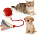 RightBliss Automatic Interactive Cat Dog Toy with Elastic Tail: Chirping Sound, Smart Obstacle Avoidance for Indoor Cats & Kittens (Red Ball with Feather Tail)